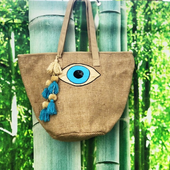 MischkaPu Handbags - Last 1! Large Tote Tassel Evil Eye Bag